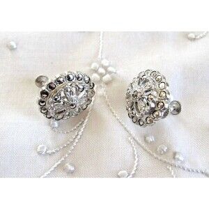 Vintage Earrings Sterling Silver Marcasite Oval Shaped Screw Back